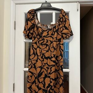 Elegant Black and Brown Midi Dress